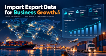 Import export data dashboard with global trade route map and growth charts for business growth